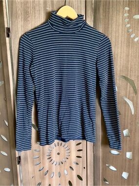 Banana Republic Black & White Striped Turtleneck Sweater